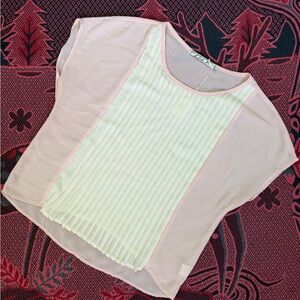 Chloe K Blush Pink and Ivory Pleated Front Blouse